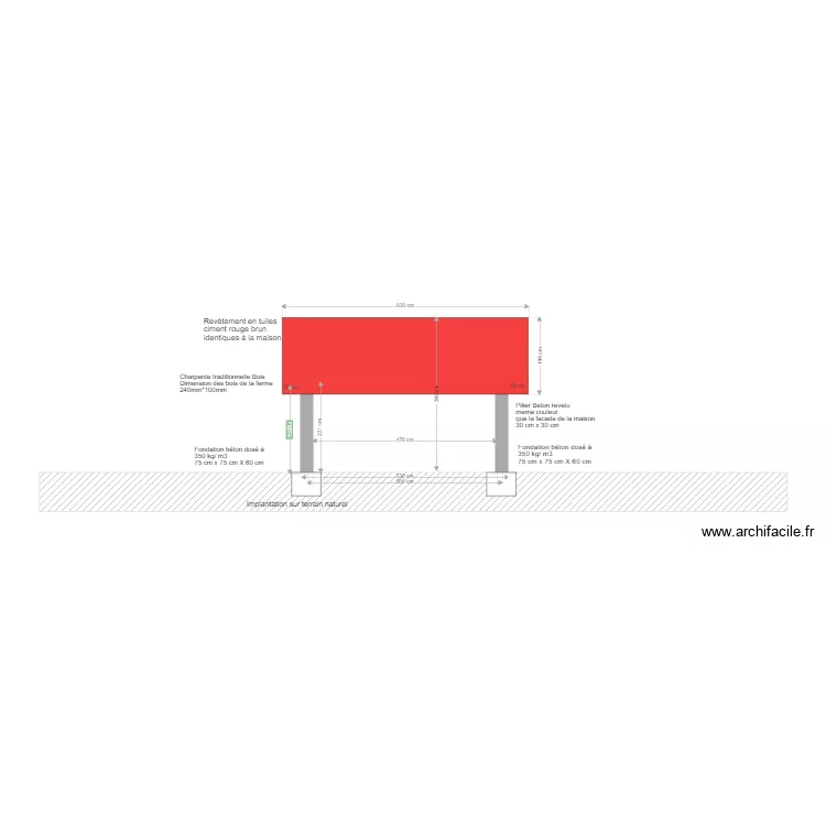 Plan vue depuis cot&eacute; EST. Plan de 