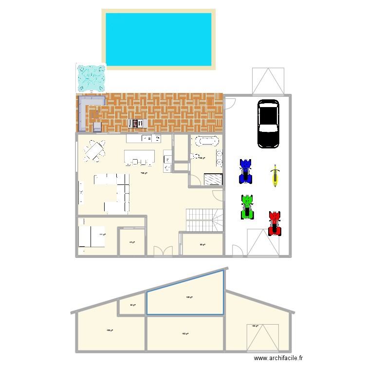 maison. Plan de 15 pièces et 206 m2