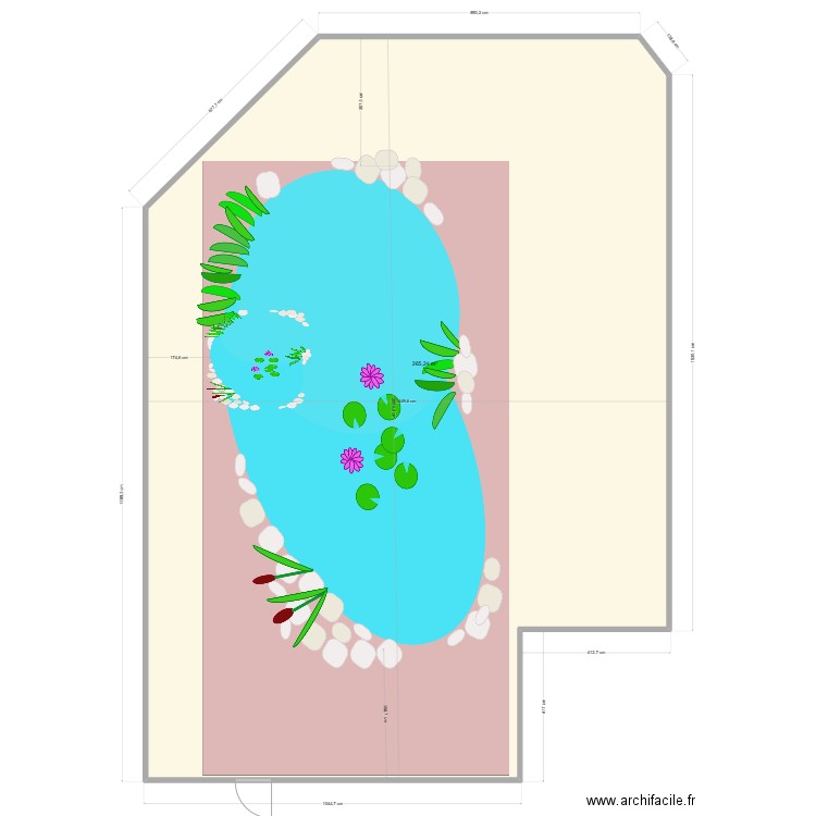 plan piscine. Plan de 1 pièce et 265 m2