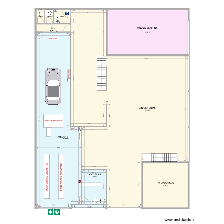 PROJET CT MIDAS ABYMES 2021. Plan de 10 pièces et 370 m2