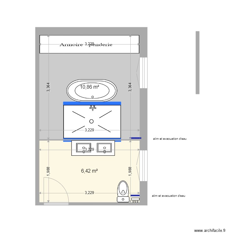 dewez plan 1. Plan de 2 pièces et 17 m2