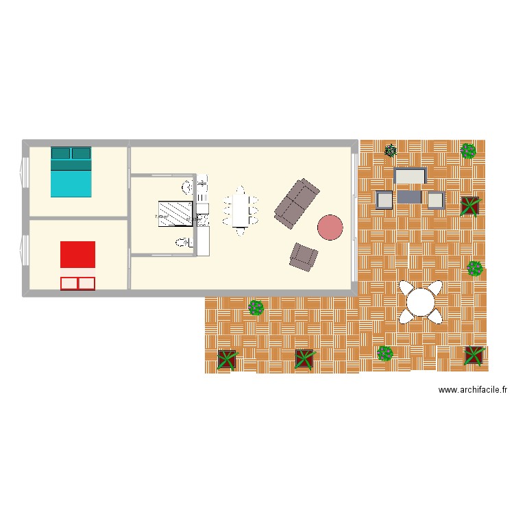 Moulins 2. Plan de 2 pièces et 69 m2