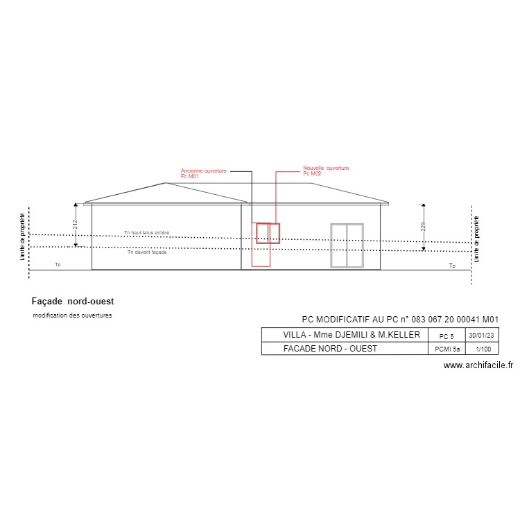 Façade nord ouest M02. Plan de 0 pièce et 0 m2