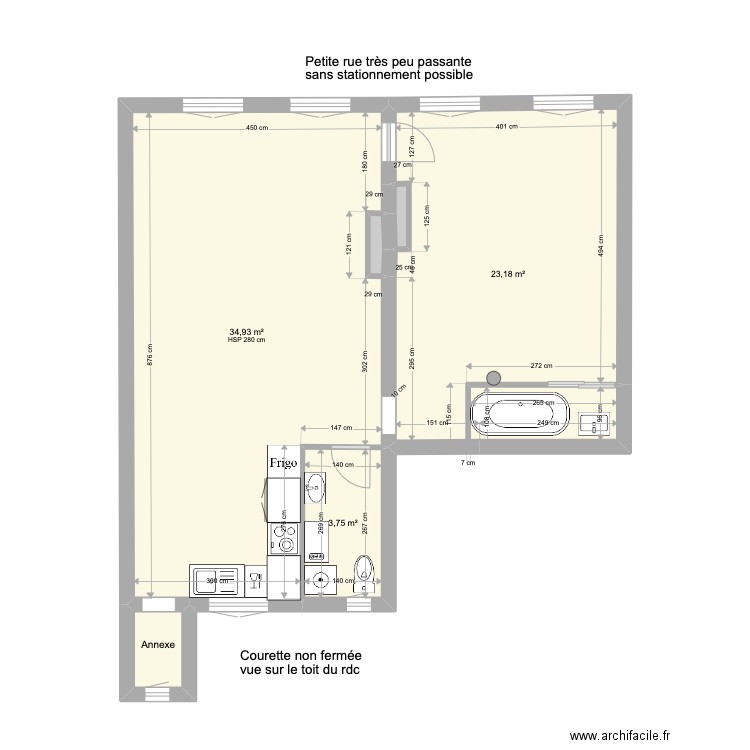 60M2 RDC SURELEVE 3. Plan de 6 pièces et 64 m2