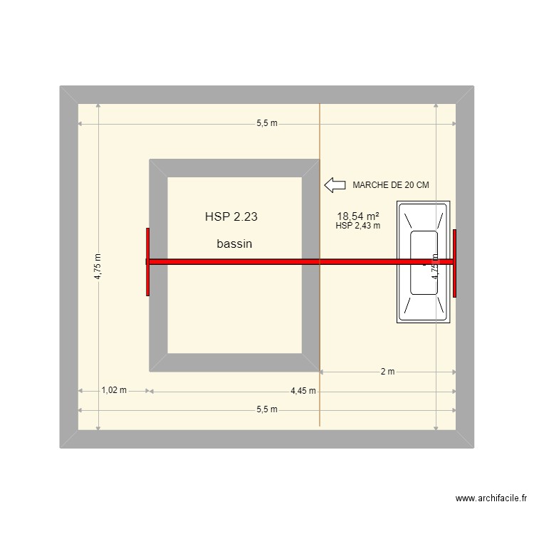 ARCHIPEL BALNEO PORTIQUE. Plan de 2 pièces et 31 m2