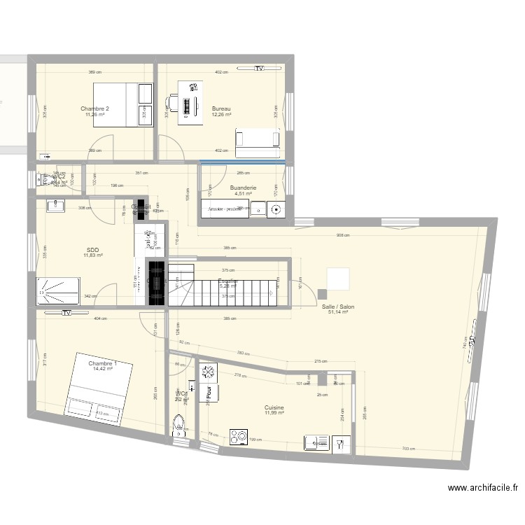 Café Garnier Mesuré vdef grand bureau. Plan de 23 pièces et 262 m2