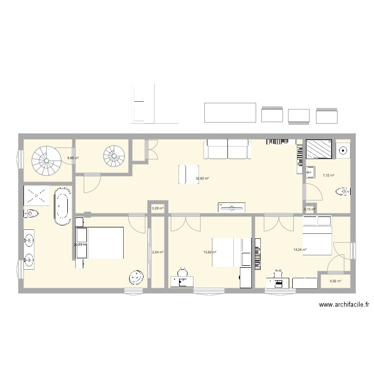 Garnier 3 chambres. Plan de 0 pièce et 0 m2