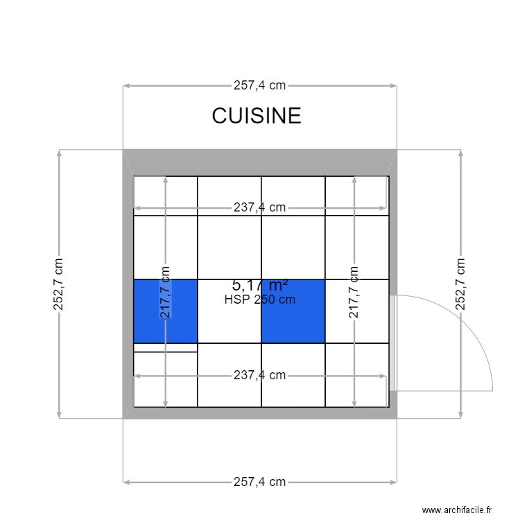 CUISINE. Plan de 1 pièce et 5 m2