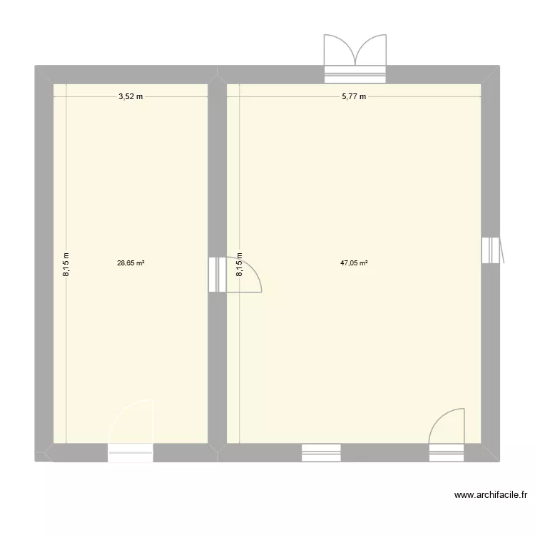 Grange Hallé 02. Plan de 2 et 76 m² Grange Hallé 02. Plan de 2 et 76 m²