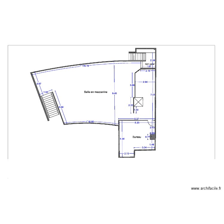 Pizzeria Ccial villevert mezzanine avant projet. Plan de 0 pièce et 0 m2