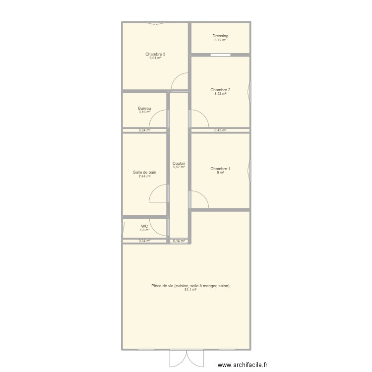 Assemblage 3 abris de jardin. Plan de 13 pièces et 81 m2