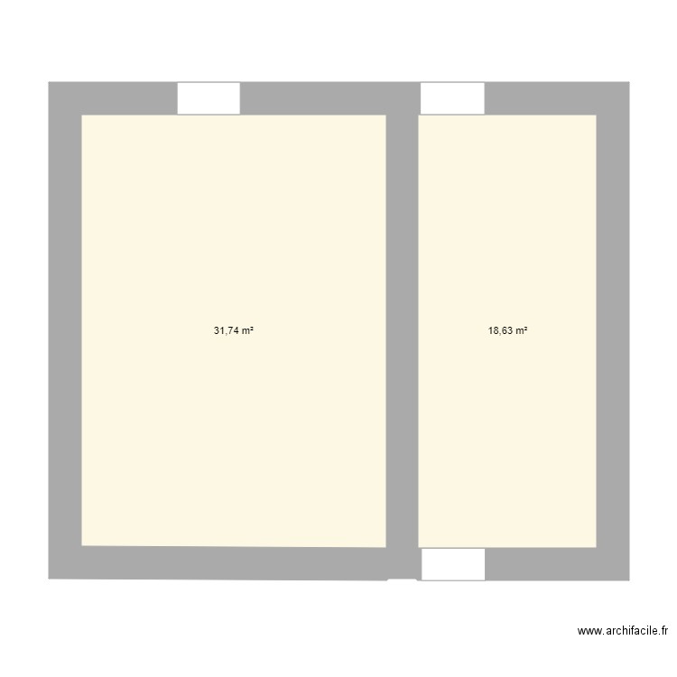 projet la basse taraudière. Plan de 2 pièces et 50 m2