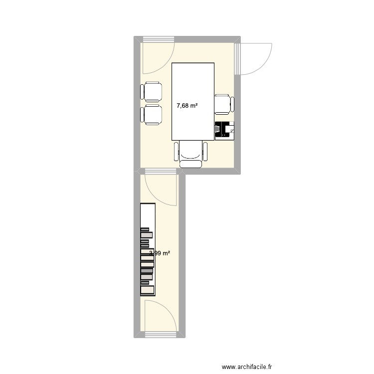 ATAYA. Plan de 2 pièces et 12 m2