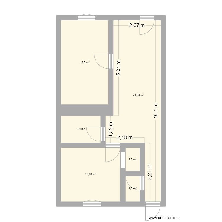 maison  modif 2. Plan de 6 pièces et 50 m2