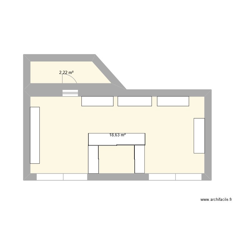 implantation. Plan de 2 pièces et 21 m2