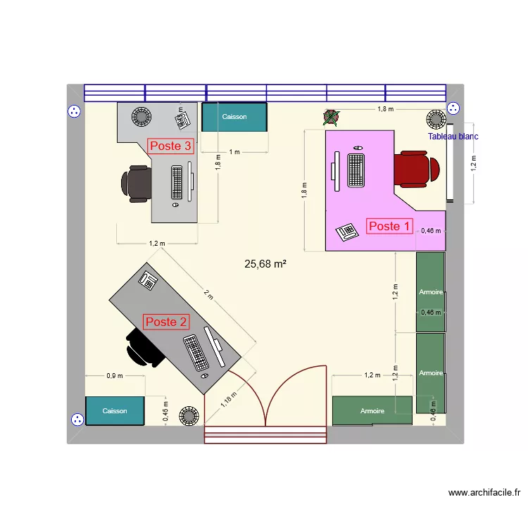 Bureau 2117 Préfecture V2. Plan de 1 pièce et 26 m² Bureau 2117 Préfecture V2. Plan de 1 pièce et 26 m²