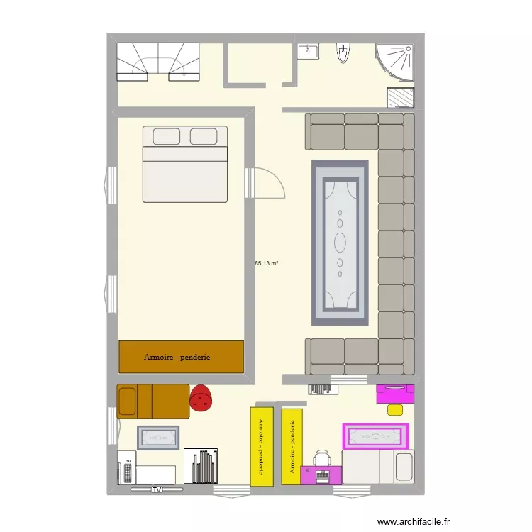 1ere etege. Plan de 1 Pièce et 85 m² 1ere etege. Plan de 1 Pièce et 85 m²