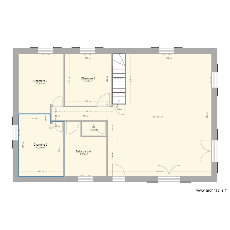 Maison LODS. Plan de 7 pièces et 95 m2