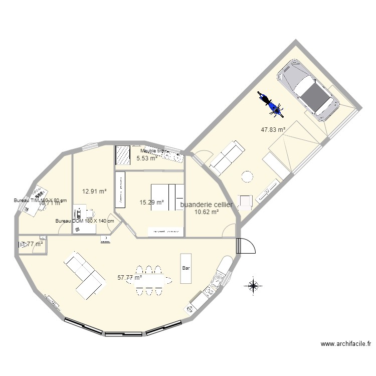 maison ronde 114cm version tim. Plan de 0 pièce et 0 m2