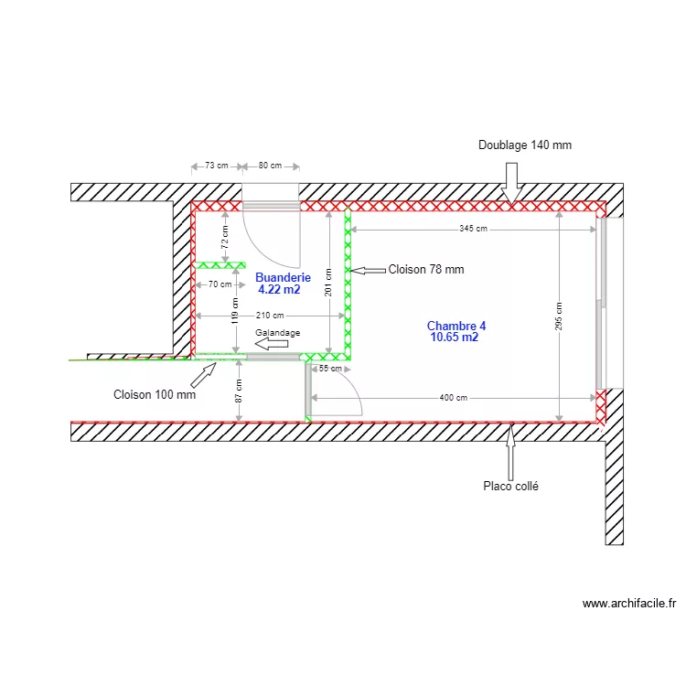 BELMONTE CHAMBRE 4 PROJET CLOISONS. Plan de BELMONTE CHAMBRE 4 PROJET CLOISONS. Plan de