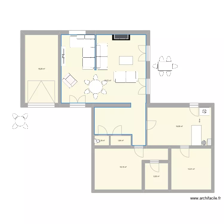 Marcy New avril 2023 quater battito d'ali poltronesofa variante table ronde. Plan de 