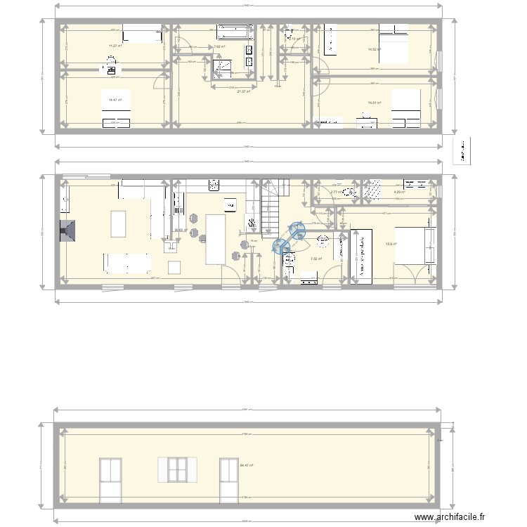 longer salon dans le bout. Plan de 0 pièce et 0 m2