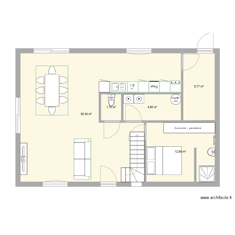 Montoire. Plan de 5 pièces et 76 m2