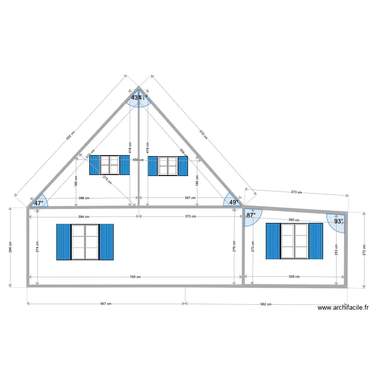 Facade NORD état projeté avec extension. Plan de Facade NORD état projeté avec extension. Plan de