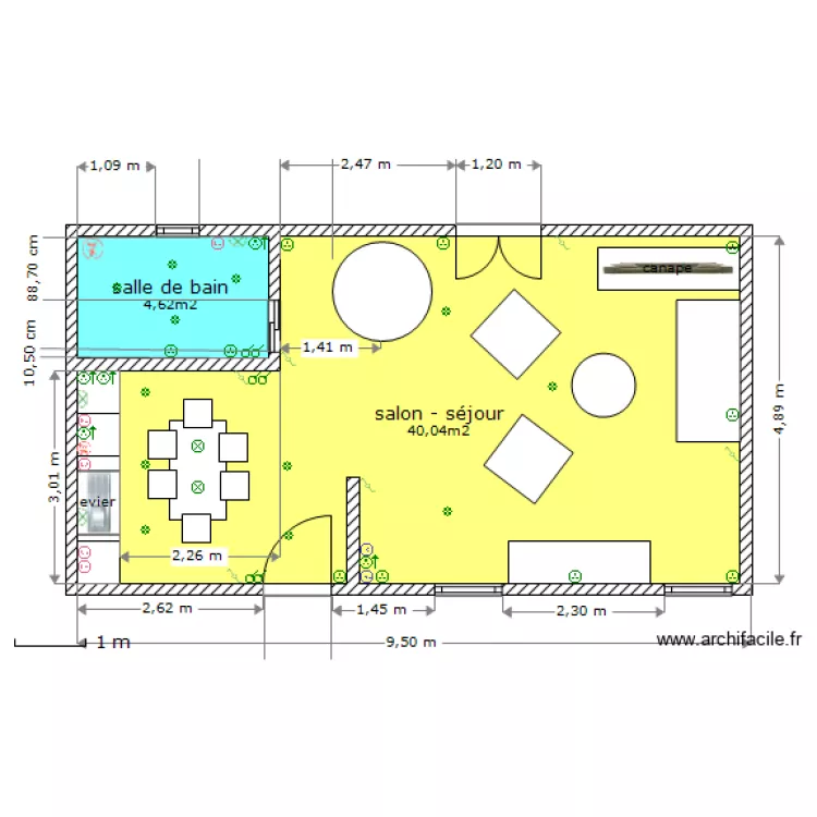 Elec Plans Cot&eacute;s RDC Maison Gauche Coutiches. Plan de 