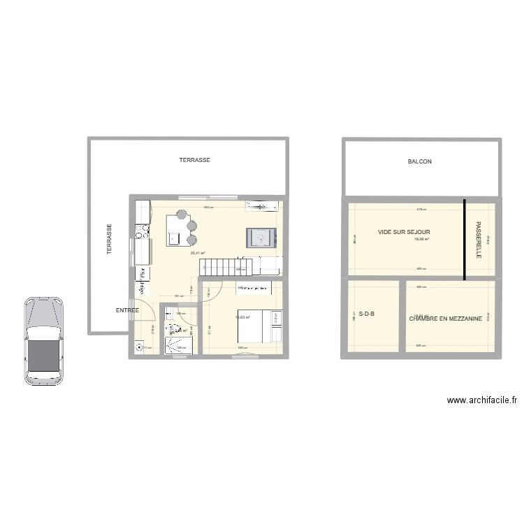 essai 1. Plan de 5 pièces et 77 m2