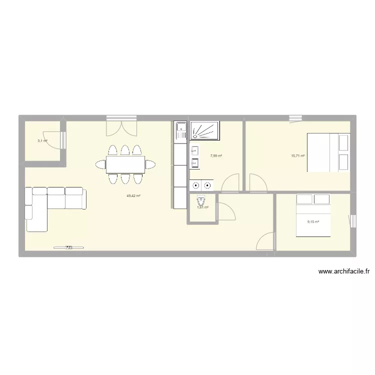 Appartement 1. Plan de 