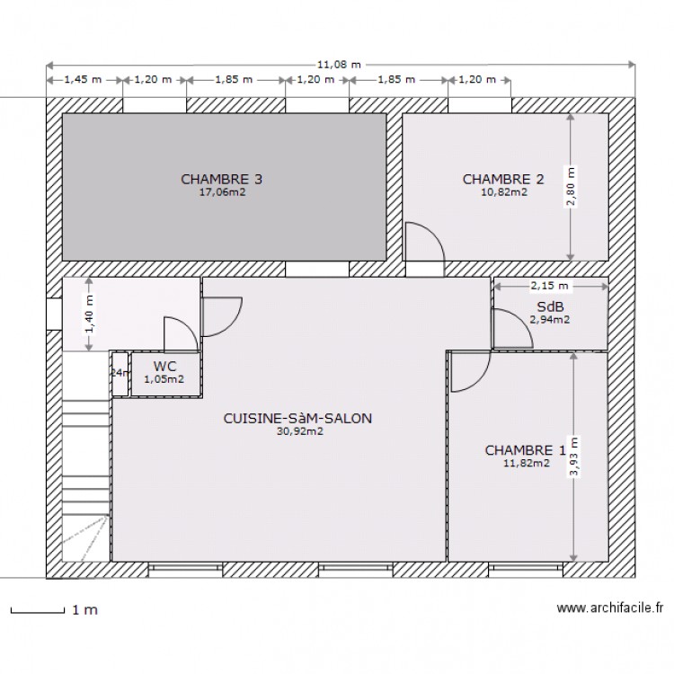 niveau 1. Plan de 0 pièce et 0 m2