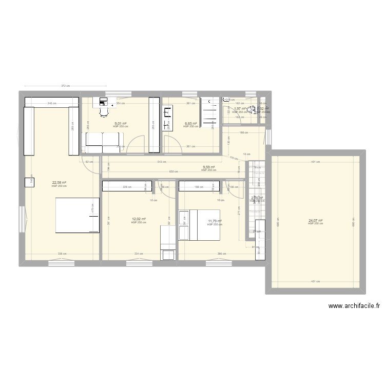 Maison la Roque - apres mesure 2. Plan de 15 pièces et 206 m2