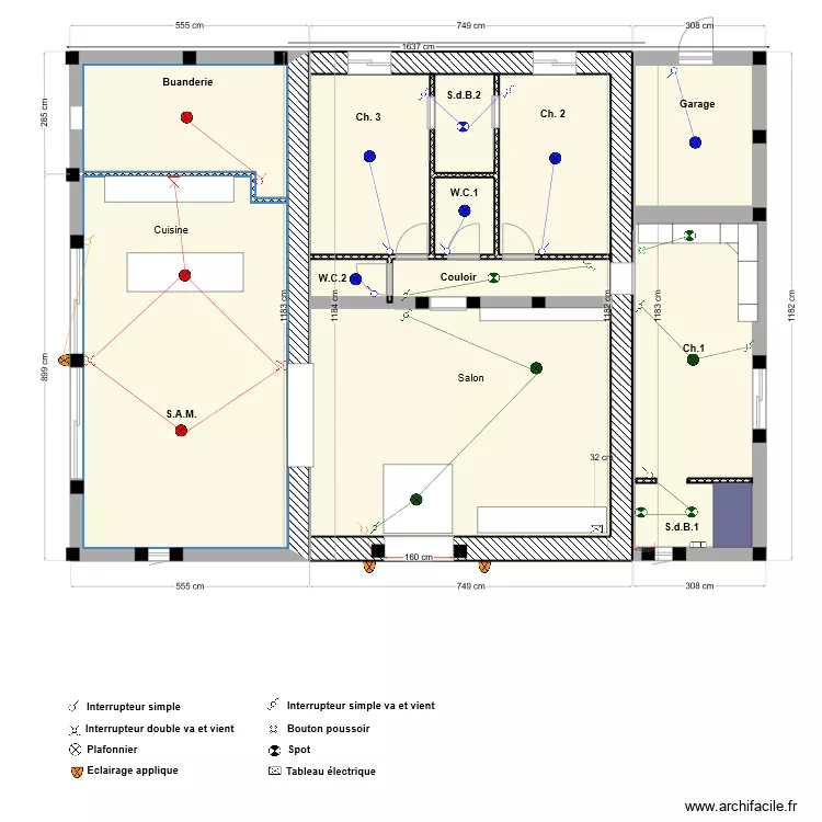 Grange &eacute;clairage. Plan de 