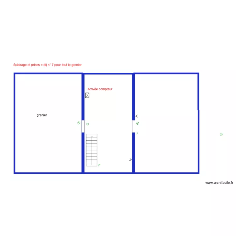 B&acirc;timent principal grenier. Plan de 