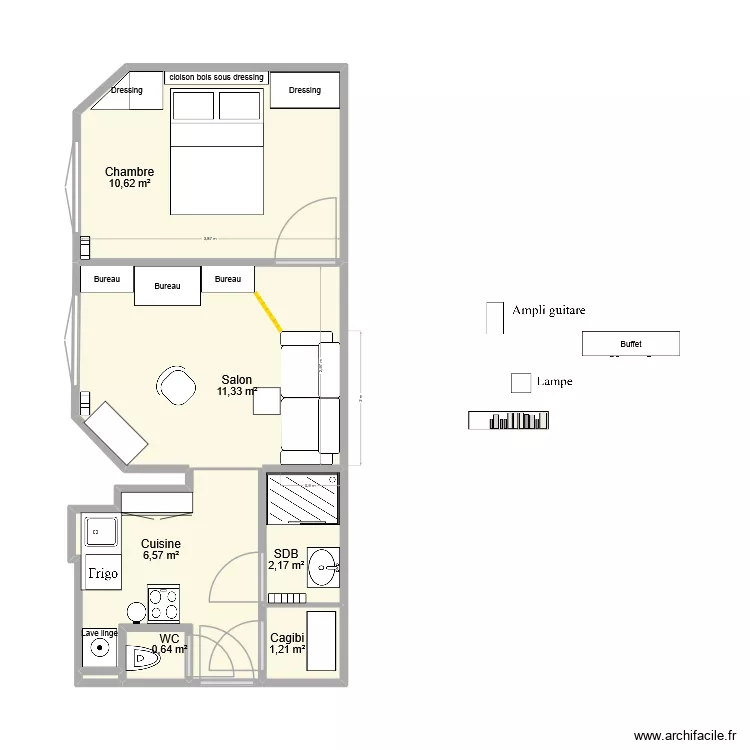 Appartement Jumin 2026 plan B. Plan de 7  et 33 m²
