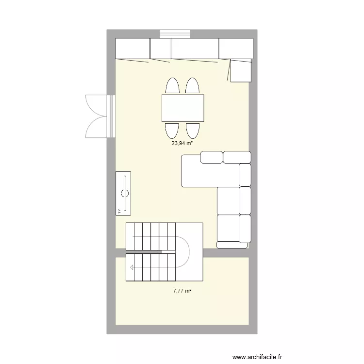cave avec colimacon cuisine cote escalier. Plan de 