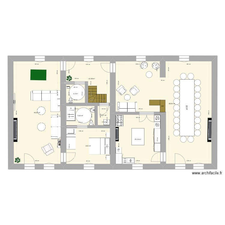 Bour4. Plan de 8 pièces et 168 m2