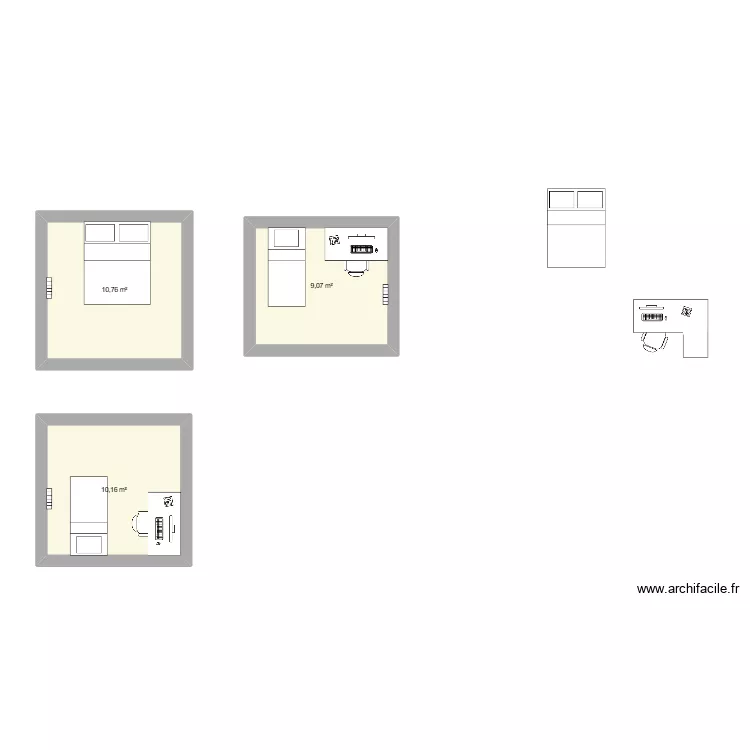 Chambres enfants. Plan de 