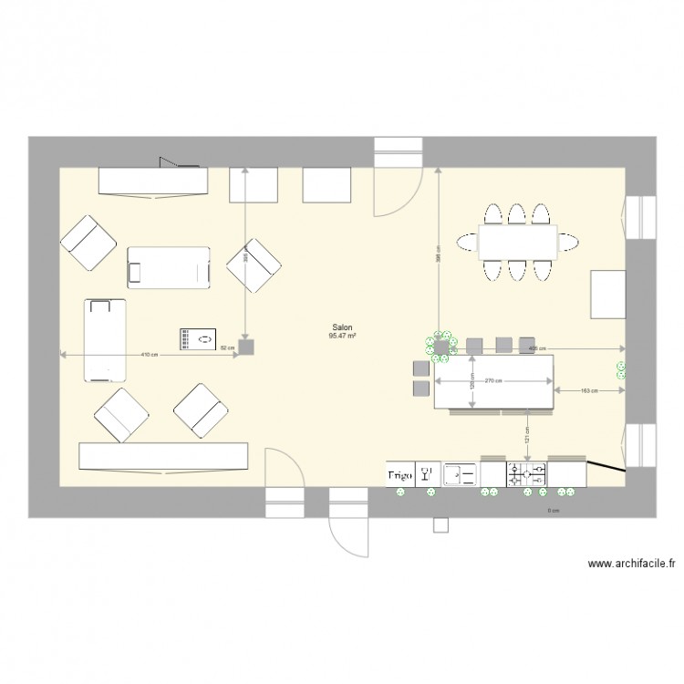 Salon Salle a manger. Plan de 0 pièce et 0 m2