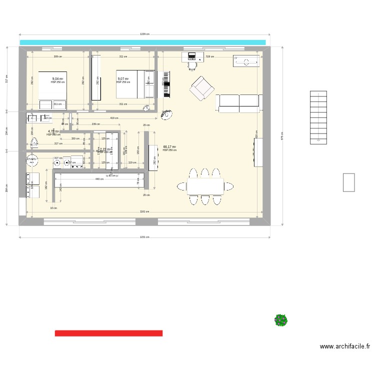 Deuxième série 5. Plan de 5 pièces et 91 m2