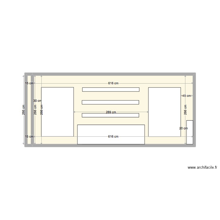 mur 47. Plan de 2 pièces et 17 m2