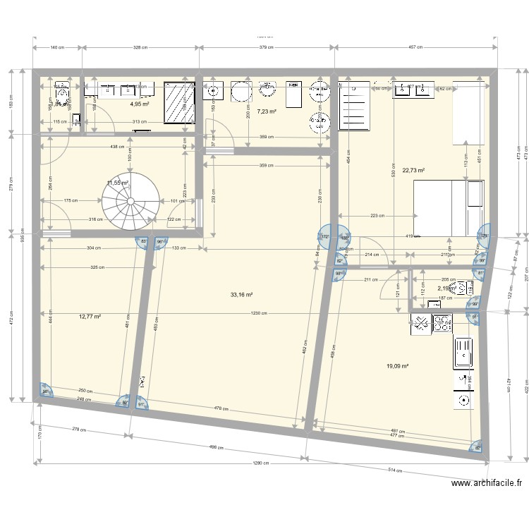 Plan Mondurand terrasse sur studio. Plan de 9 pièces et 115 m2