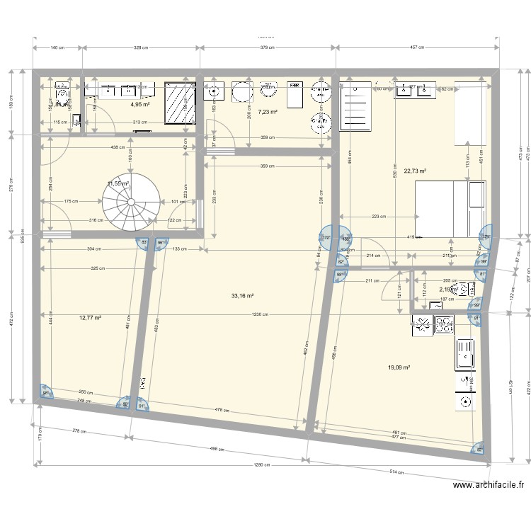 Plan Mondurand terrasse sur studio. Plan de 0 pièce et 0 m2