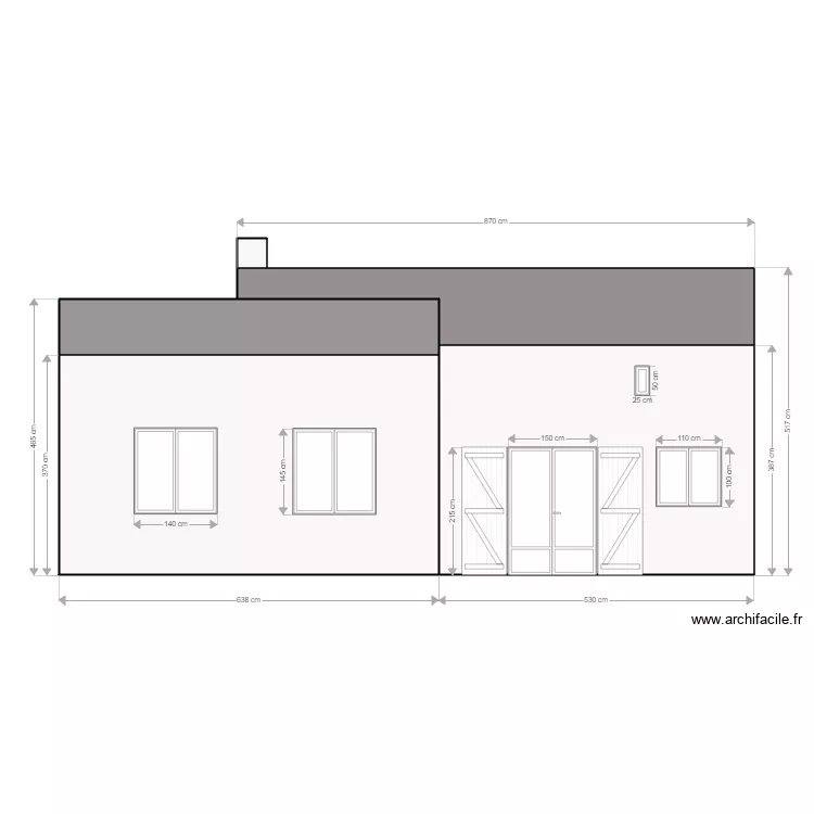 DP4 PLAN FACADE SUD avant travaux. Plan de 