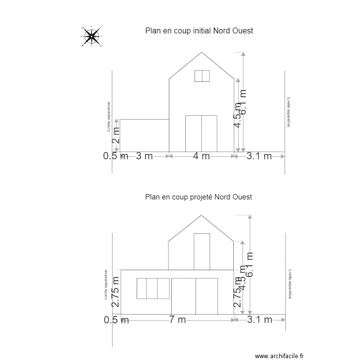 Plan en coup nord ouest. Plan de 0 pièce et 0 m2