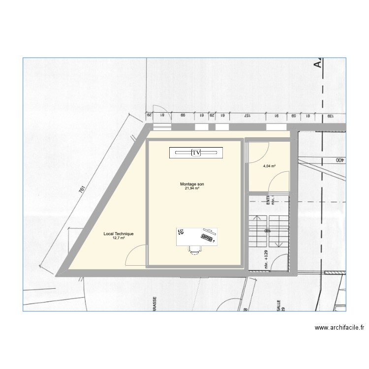 Bierges - Montage_son. Plan de 3 pièces et 63 m2