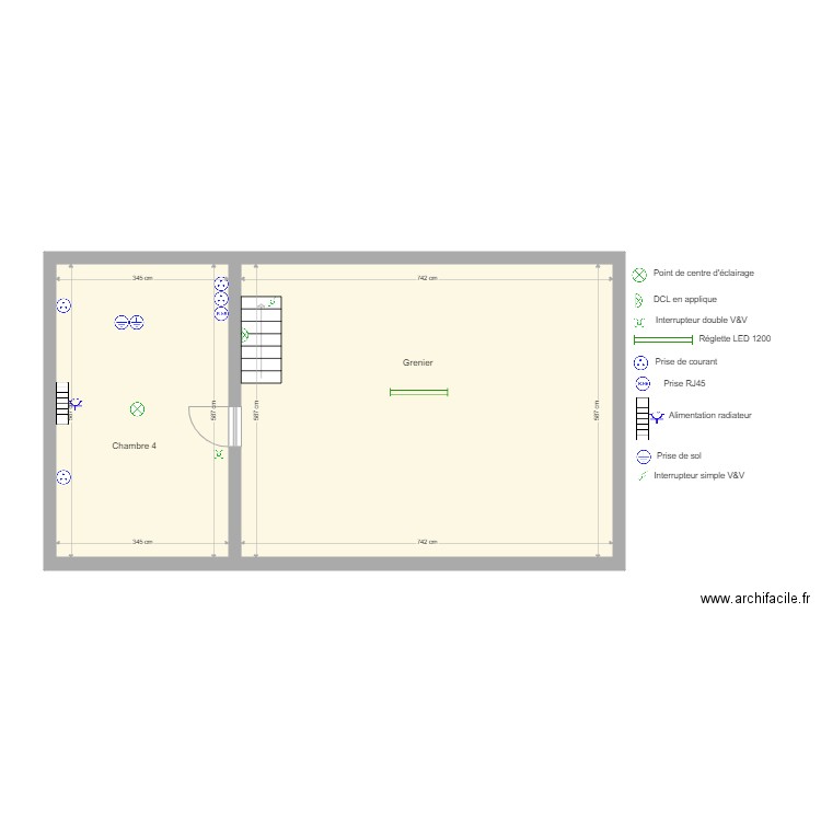 GUERIN ETAGE 2. Plan de 2 pièces et 64 m2