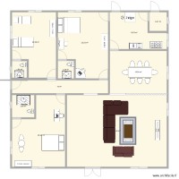 plan de 3 chambres salon avec salle à manger et cuisine 