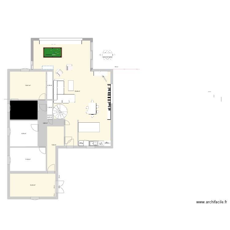 cuisine Arthur Bonnet. Plan de 11 pièces et 149 m2